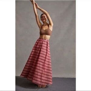 NWOT Eva Franco Golden Cranberry Striped Maxi Skirt